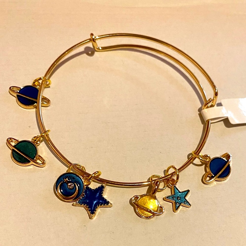 “Planets and Stars” Gold Expandable Bracelet